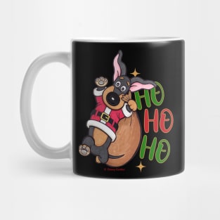 Cute Doxie Dog having a Ho Ho Ho Merry Christmas Dachshund tee Mug